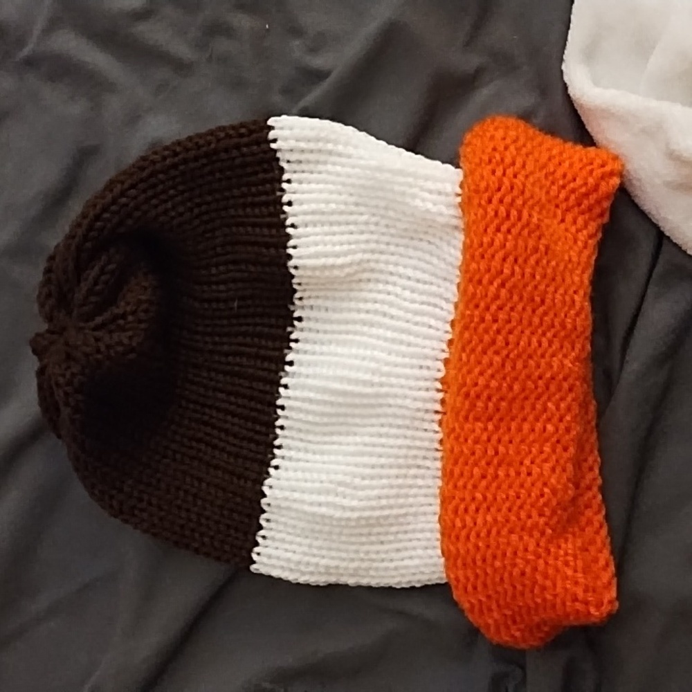 Knit beanie hat crochet men women Orange Browns Winter Spring